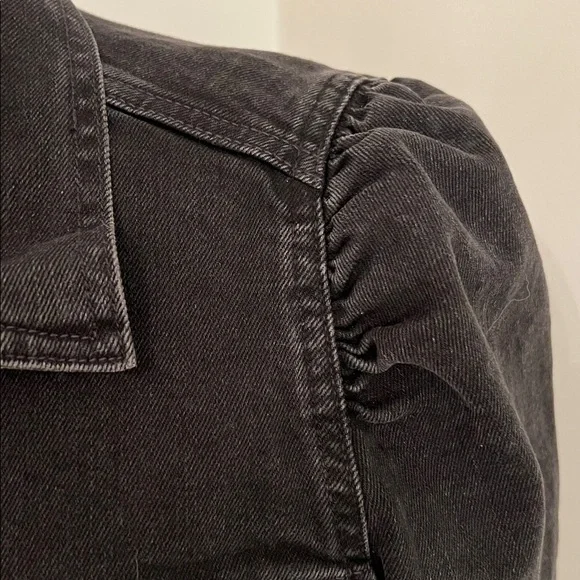 GAP Black Denim Puff Sleeve Jean Jacket - Picture 2 of 8